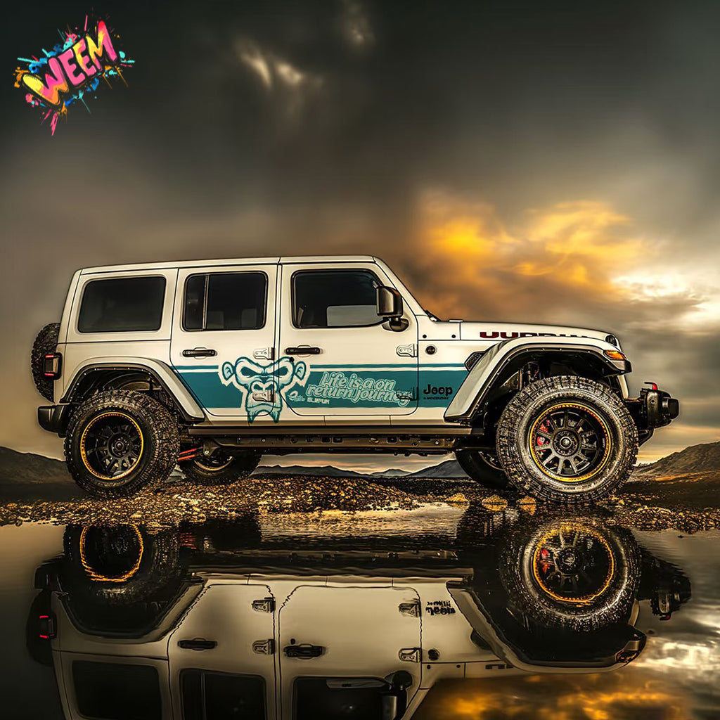 Monkey Stripe SUV Decal for Wrangler | Minimal Animal Side Graphic Wrap