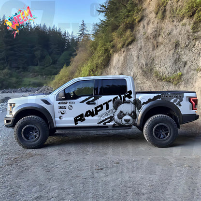 Panda Graphic Pickup Truck Decal | Black Off-Road Performance Vinyl Wrap Kit