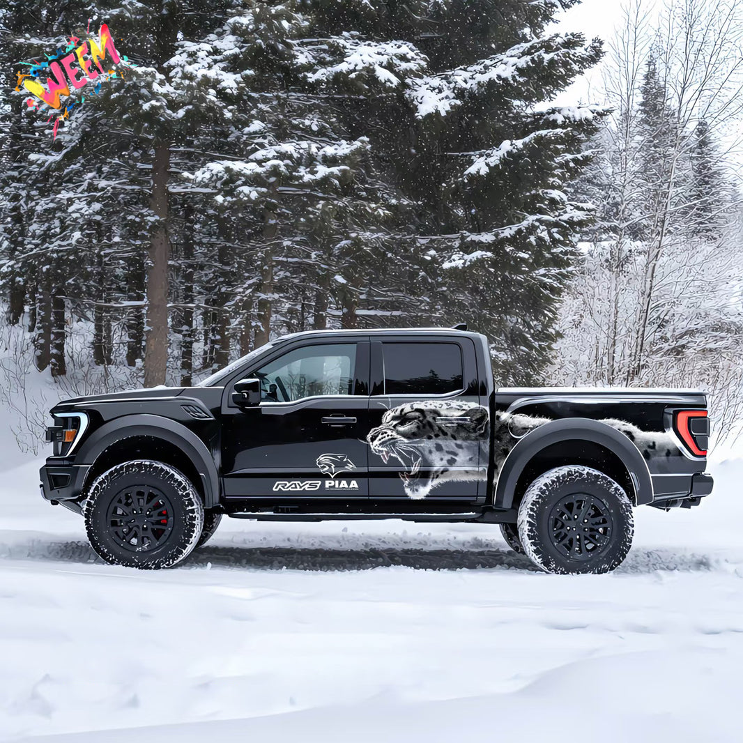Wolf Snow Car Decal for Ford Raptor | Winter Animal Vinyl Wrap