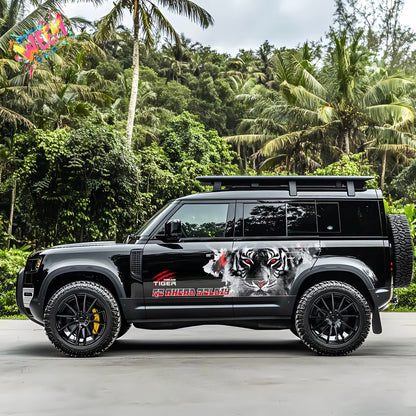 Bold Tiger SUV Decal | Front Face Aggressive Off-Road Side Vinyl Wrap for Defender Bronco