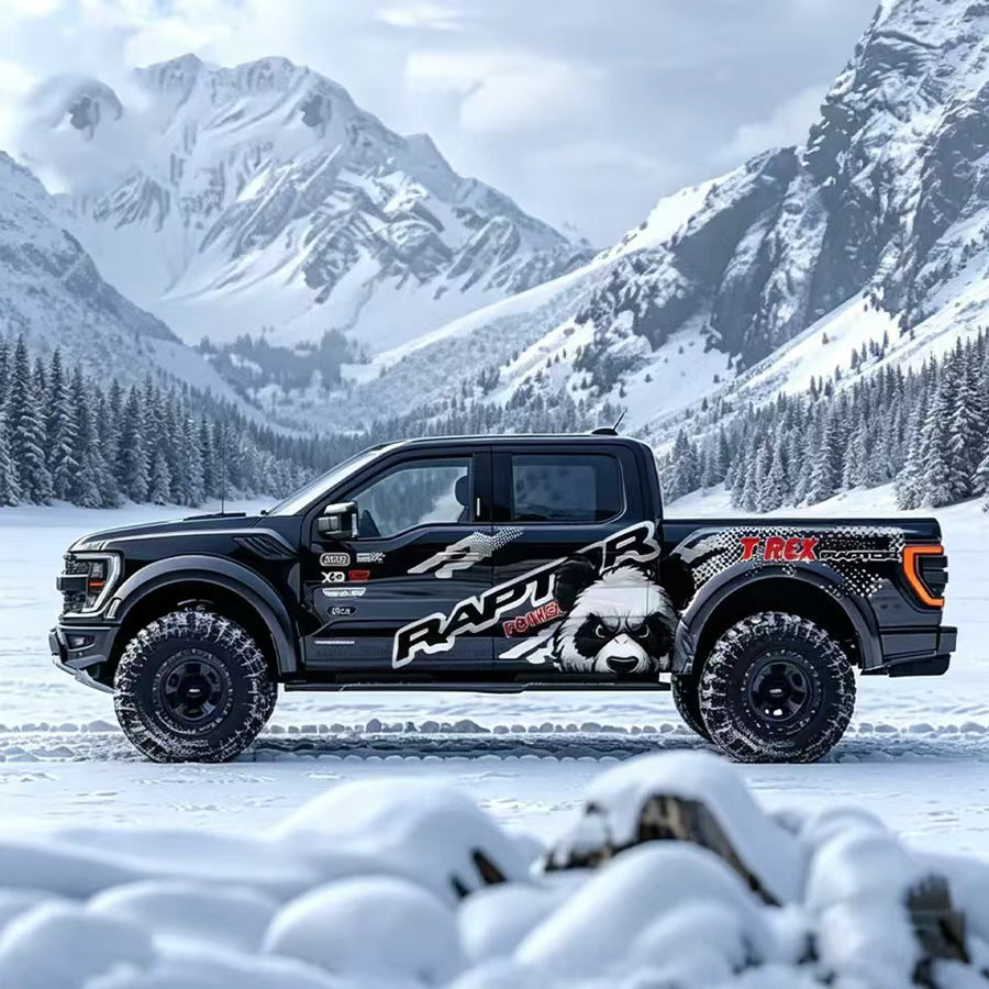 Snow Wolf Car Decal for Ford Raptor – Winter Animal Vinyl Wrap Design