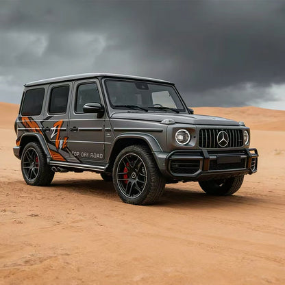 Gray SUV with Z-Line Racing Angular Stripe Vinyl Wrap in Desert – Off-Road Side Decal for Jeep & Bronco