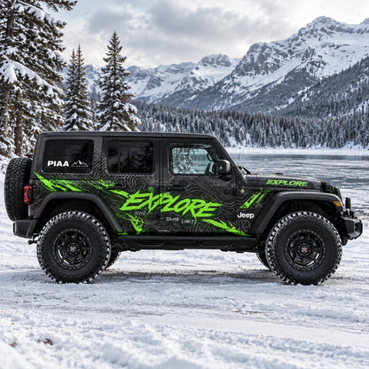 Contour Line Topographic SUV Decal for Jeep Wrangler | Overland Terrain Map Side Wrap