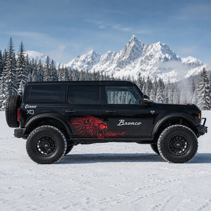 Red Lion Off-Road SUV Decal | Aggressive Animal Side Vinyl Wrap