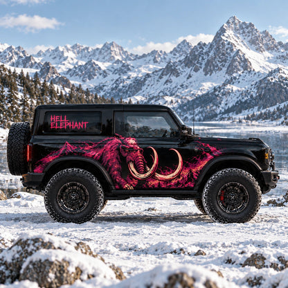 Flaming Elephant SUV Decal | Fire Beast Side Graphic Kit