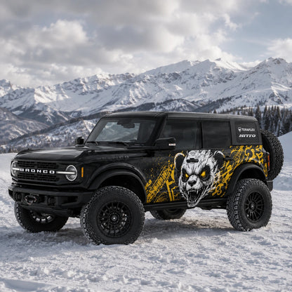 Aggressive Panda SUV Decal Wrap for Jeep Wrangler | Yellow Street Graffiti Side Graphics