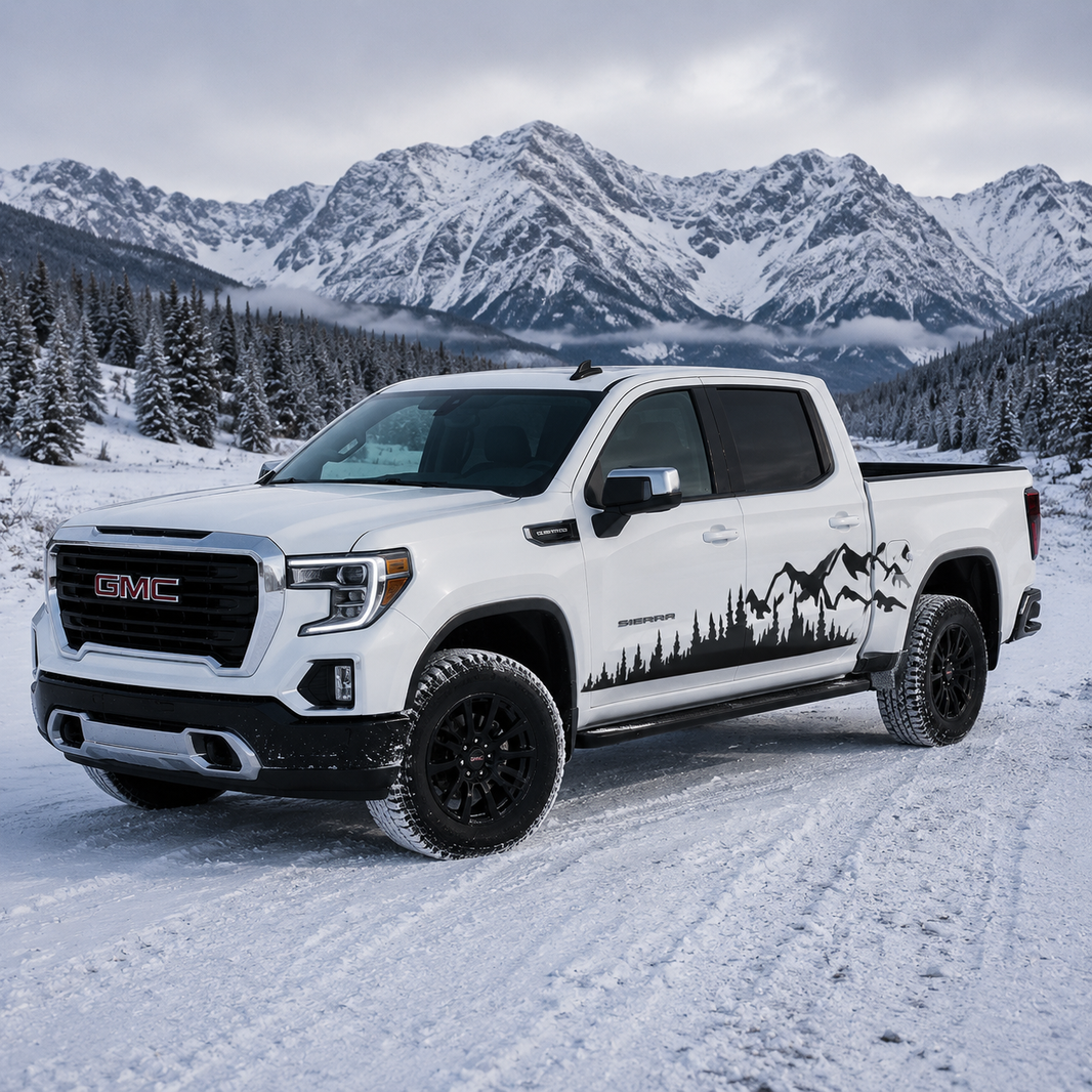 Mountain Forest Truck Decal for GMC Sierra 1500 | Wilderness Side Vinyl Wrap
