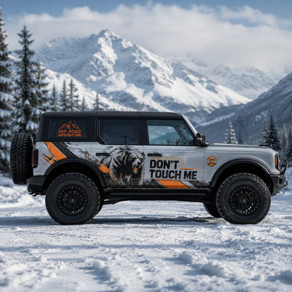 Roaring Bear Warning Car Decal for Ford Bronco | Aggressive Off-Road Vinyl Wrap