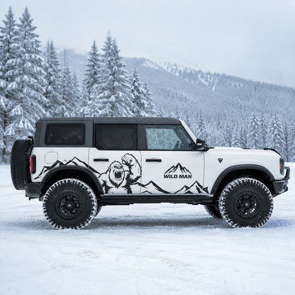 Sasquatch Mountain SUV Decal for Jeep Wrangler | Bigfoot Wilderness Off-Road Side Wrap