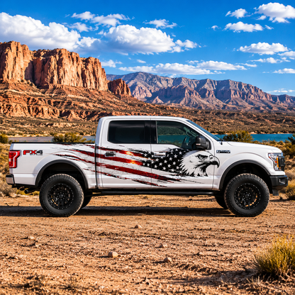 Eagle American Flag Truck Decal for Ford F-150 | Patriotic Side Vinyl Wrap