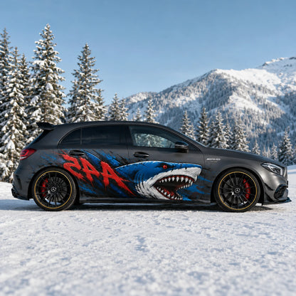 Shark Attack Car Decal for Sport Sedan | Street Racing Vinyl Wrap
