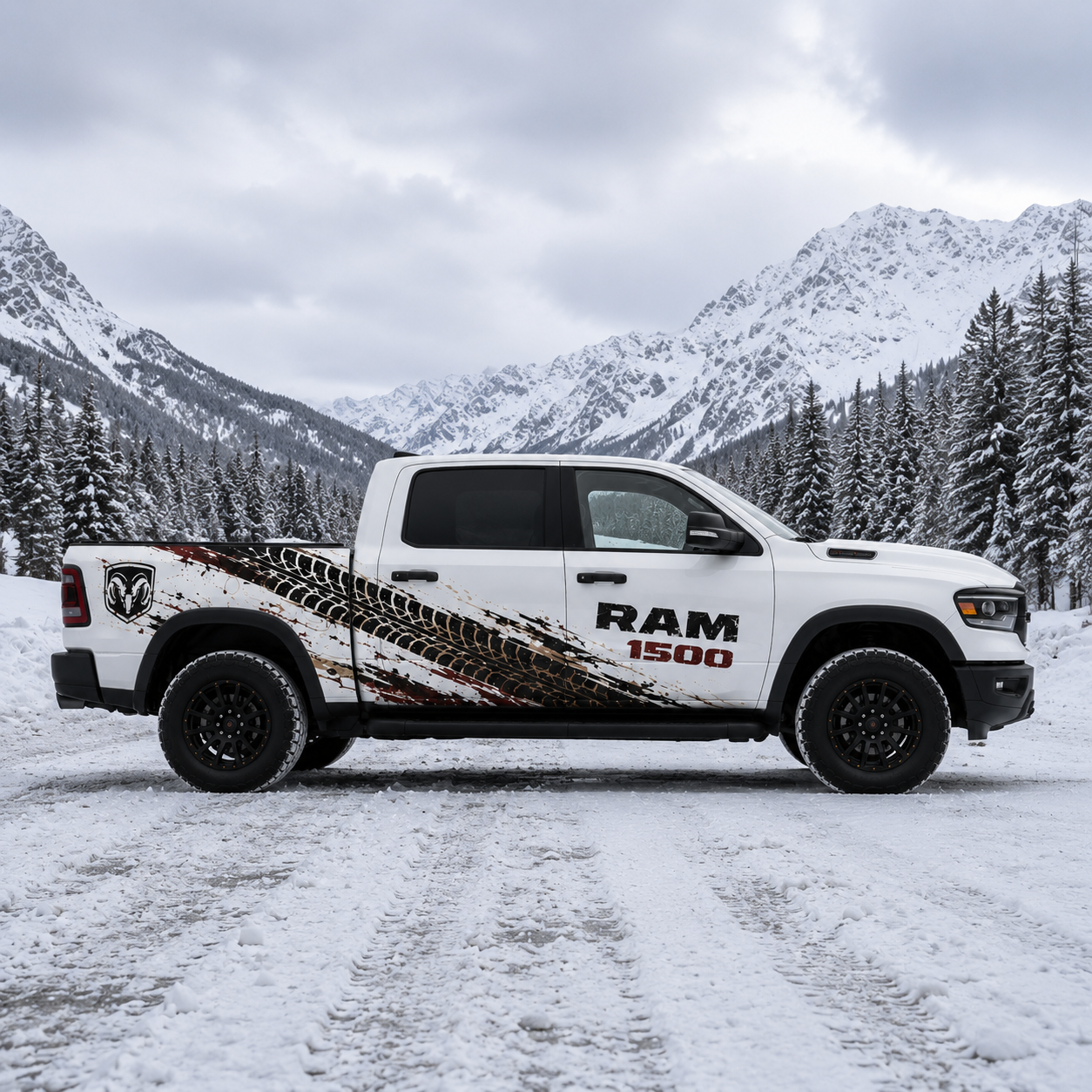 Trail Crusher off-road truck decal for RAM 1500 – side profile view