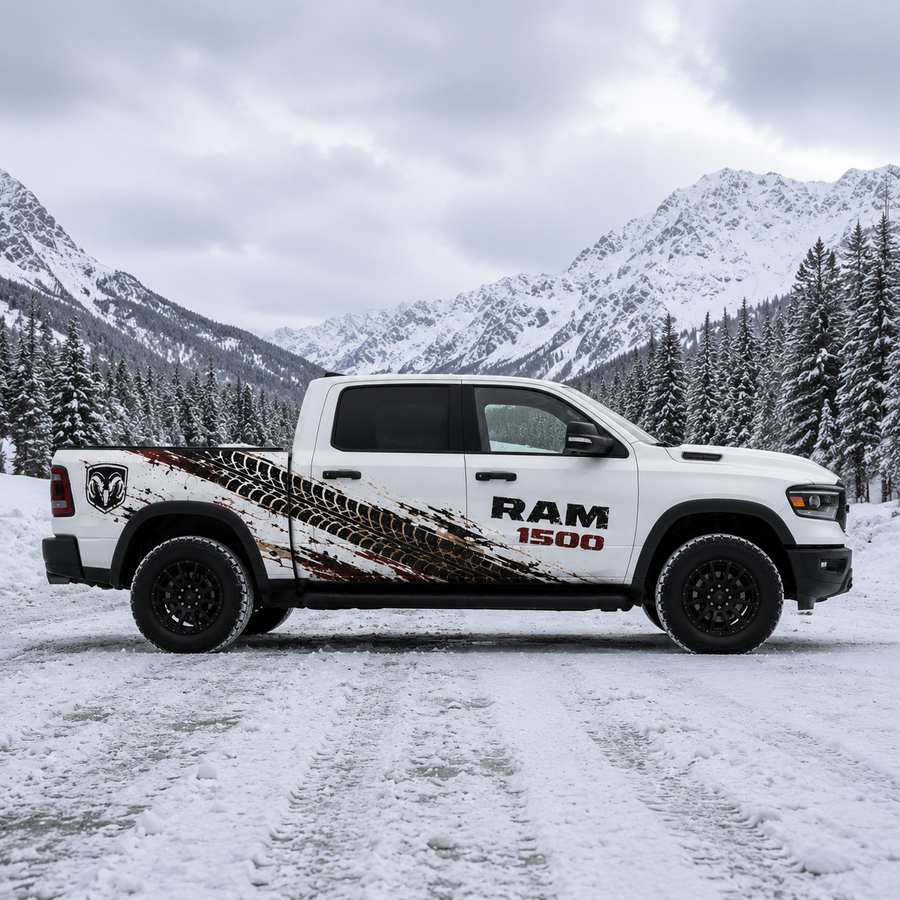 Trail Crusher off-road truck decal for RAM 1500 – side profile view