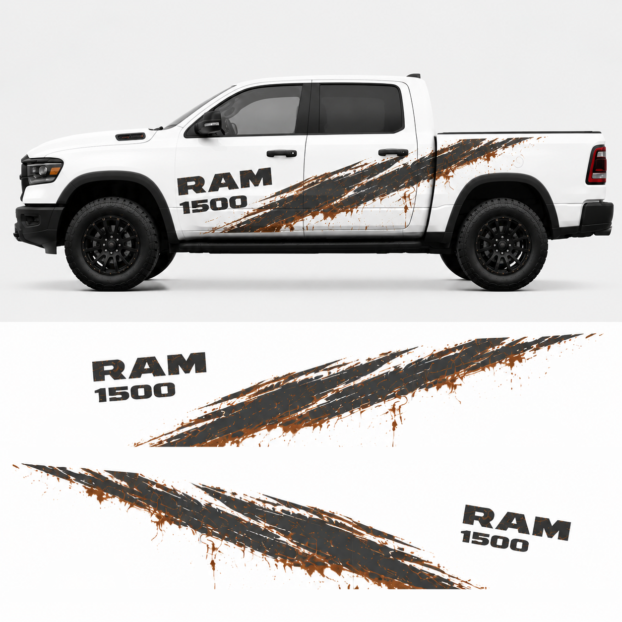 Mud Rush truck decal design preview – Ram 1500 off-road splash graphic