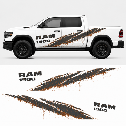 Mud Rush truck decal design preview – Ram 1500 off-road splash graphic