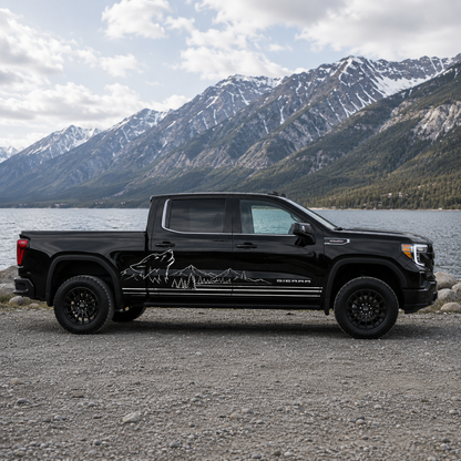 Wolf Mountain Truck Decal for GMC Sierra 1500 | Wilderness Side Vinyl Wrap