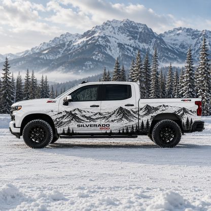 Alpine Mountain Truck Decal | Wilderness Landscape Vinyl Wrap for Pickup Trucks