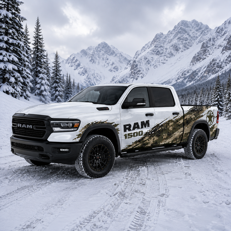 Digital Camo Assault Truck Decal for RAM 1500 - Tactical Military Side Graphics | WEEM Custom