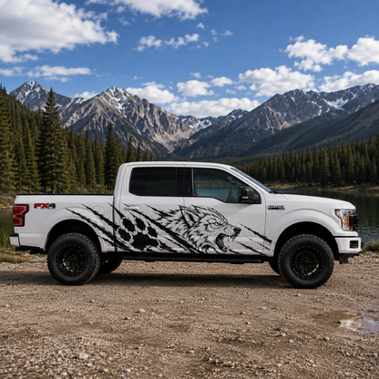 Wolf Claw Truck Decal for Ford F-150 | Aggressive Wolf Side Vinyl Wrap