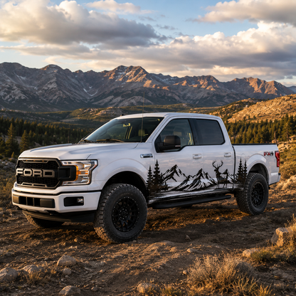 Mountain Elk Truck Decal for Ford F-150 | Wilderness Landscape Side Vinyl Wrap