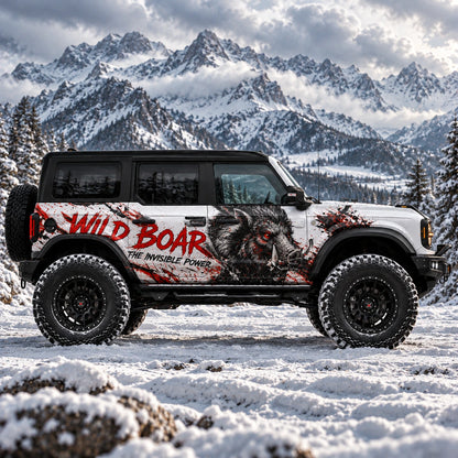 Wild Boar SUV Decal for Ford Bronco | Aggressive Off-Road Animal Side Vinyl Wrap