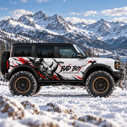 Aggressive Rhino SUV Decal for Bronco | Off-Road Beast Side Graphic Wrap