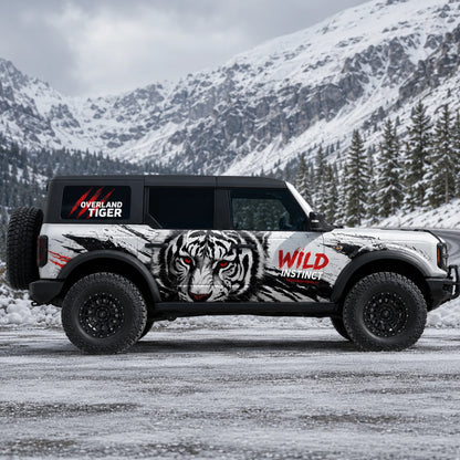 Overland Tiger SUV Decal | Aggressive Off-Road Side Vinyl Wrap for Jeep Bronco