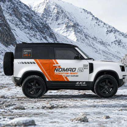 Orange Stripe Off-Road SUV Decal | Topographic Adventure Side Wrap Graphic
