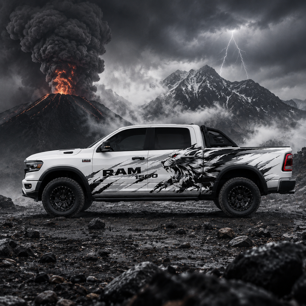 Savage Wolf Truck Decal for RAM 1500 | Aggressive Predator Side Graphics