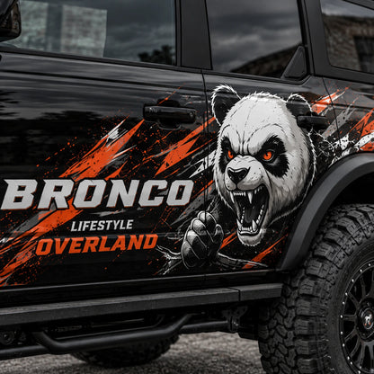 Angry Panda SUV Decal | Off-Road Cartoon Animal Side Graphic Vinyl Wrap Kit