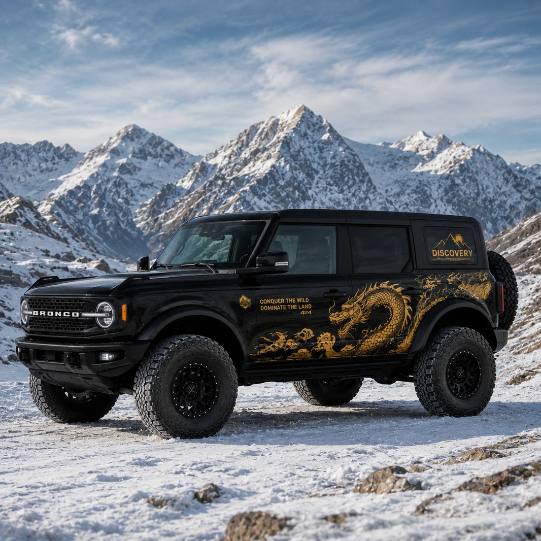 Golden Dragon SUV Decal | Mythical Side Vinyl Wrap for Off-Road Vehicles