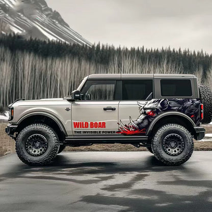Wild Boar SUV Decal for Ford Bronco – Aggressive Off-Road Animal Side Vinyl Wrap Design