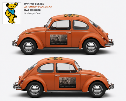 1974 orange vw beetle roof decal