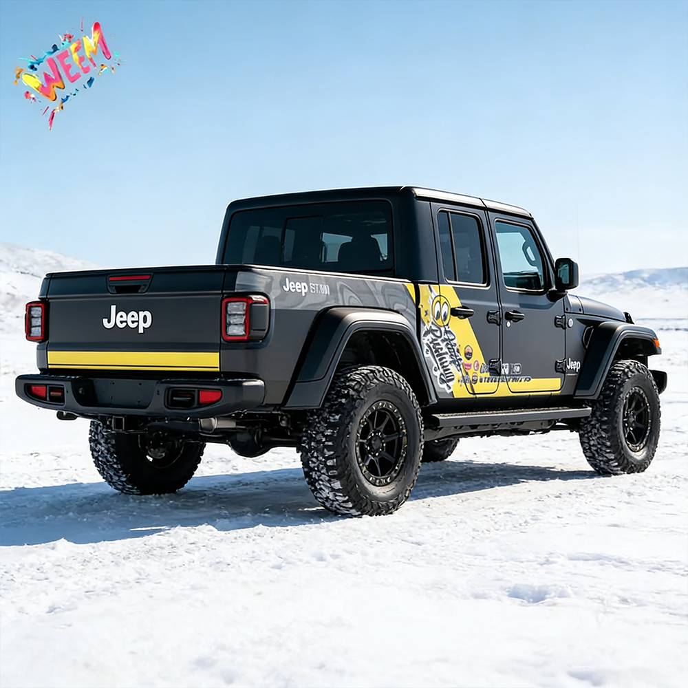 Yellow Accent Sport Car Decal for Jeep Gladiator | Performance Vinyl Wrap