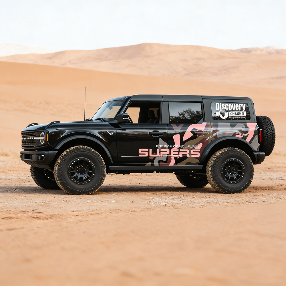 Pink Camo SUV Decal Wrap for Jeep Wrangler | Dreamy Camouflage Overland Side Graphics