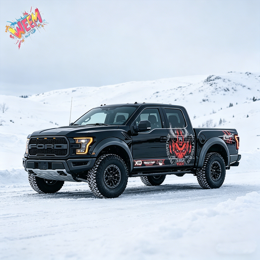Demon Mask Badge Truck Decal for Ford Raptor | Aggressive Samurai Vinyl Wrap