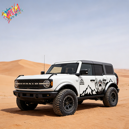 Sasquatch Mountain SUV Decal for Jeep Wrangler | Bigfoot Wilderness Off-Road Side Wrap