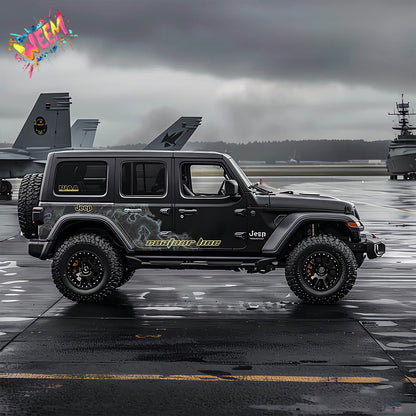 Contour Line Topographic SUV Decal for Jeep Wrangler | Overland Terrain Map Side Wrap