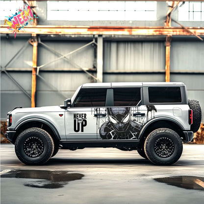 Superhero Mask SUV Decal Wrap for Jeep Wrangler | Black Street Graphic Side Vinyl