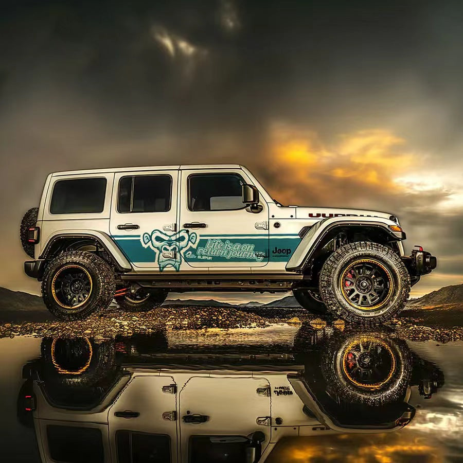 Monkey Stripe SUV Decal for Jeep Wrangler – Minimal Animal Side Graphic Wrap