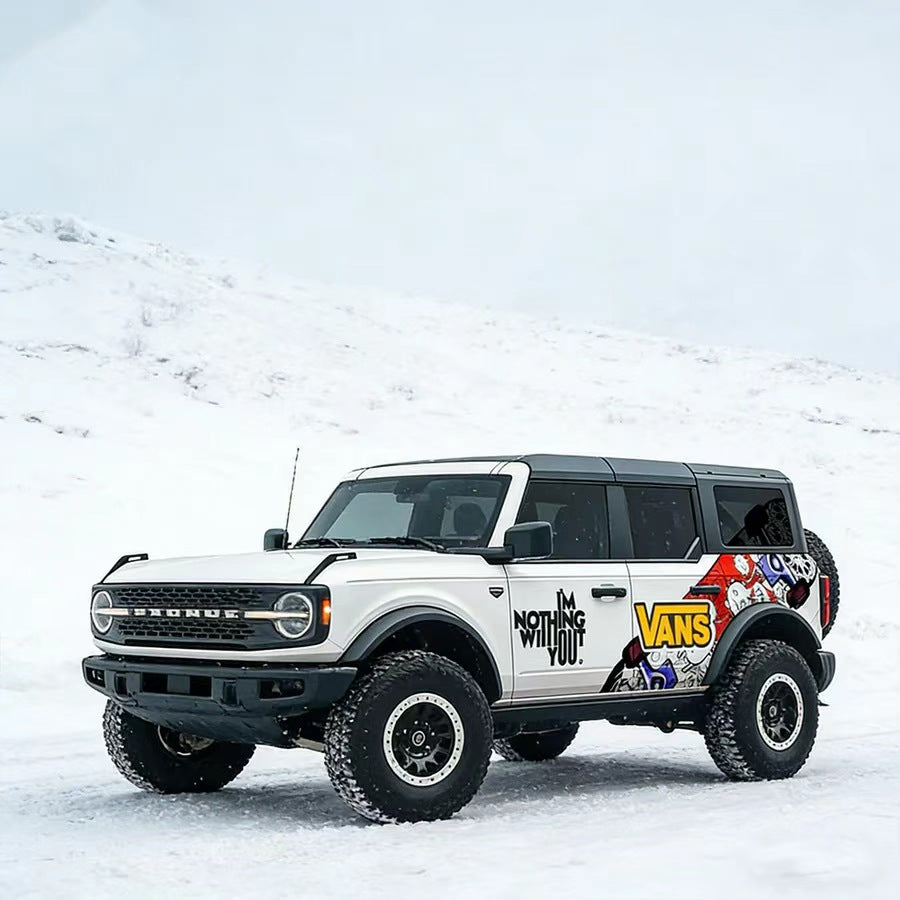 Jeep Wrangler with Street Graffiti Skate Style Vinyl Wrap – Cartoon Overland Side Graphic Decal
