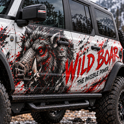 Wild Boar SUV Decal for Ford Bronco | Aggressive Off-Road Animal Side Vinyl Wrap