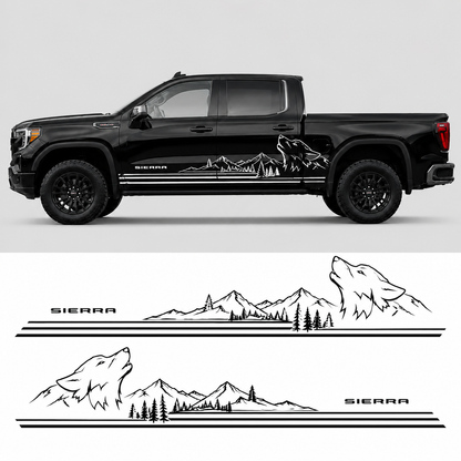 Wolf Mountain Truck Decal for GMC Sierra 1500 | Wilderness Side Vinyl Wrap