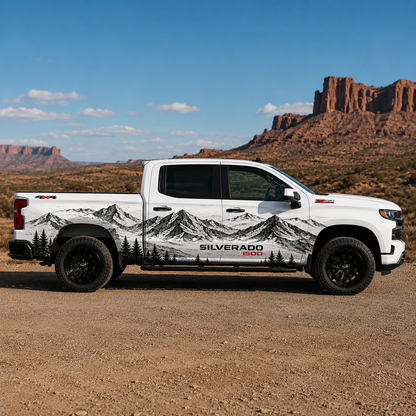 Alpine Mountain Truck Decal | Wilderness Landscape Vinyl Wrap for Pickup Trucks