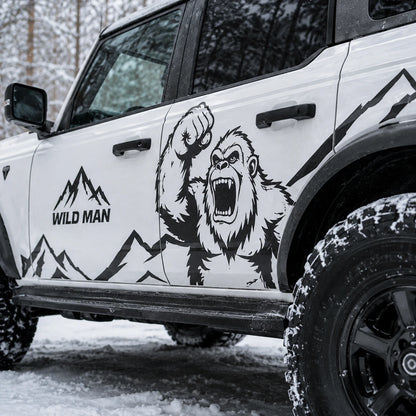 Sasquatch Mountain SUV Decal for Jeep Wrangler | Bigfoot Wilderness Off-Road Side Wrap