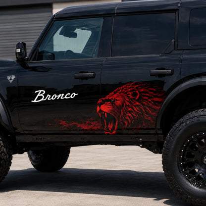 Red Lion Off-Road SUV Decal | Aggressive Animal Side Vinyl Wrap