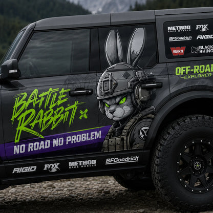 Neon Rabbit SUV Decal | Street Racing Style Side Graphic