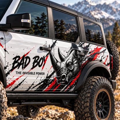 Aggressive Rhino SUV Decal for Bronco | Off-Road Beast Side Graphic Wrap
