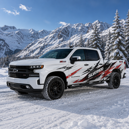 Racing Slash Truck Decal | Red Black Off-Road Side Vinyl Wrap for Pickup Trucks
