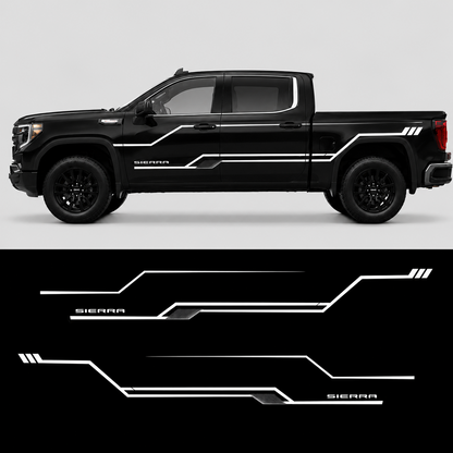 Modern line truck decal kit layout showing all vinyl pieces for Toyota Tacoma